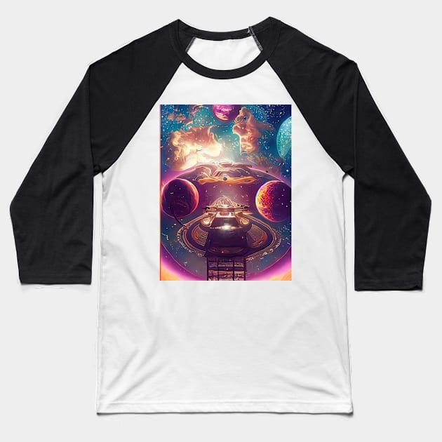 Lunar Symphony - Celestial Fantasy in the Cosmos Baseball T-Shirt by Mographic997